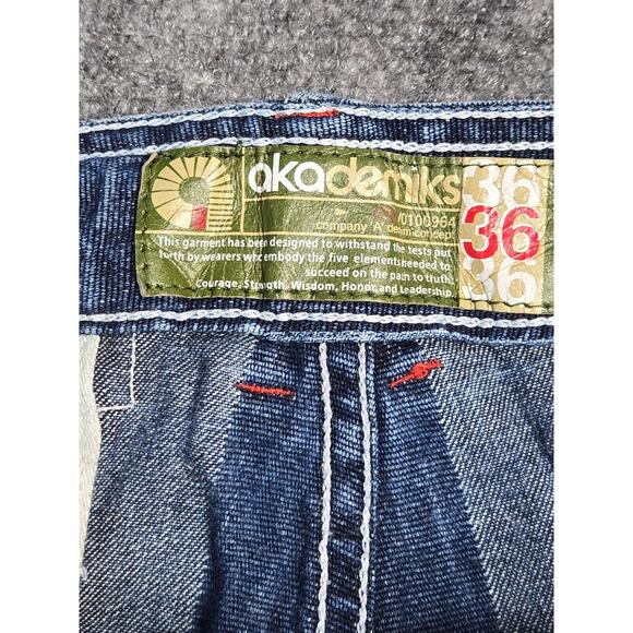 Akademiks Jeans Mens 36x31 Blue Denim Hip Hop Baggy Skater Wide Grunge Y2K - Picture 3 of 14